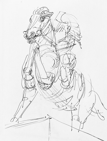 三宅一樹　クロッキー《楠木正成像》紙にボールペン